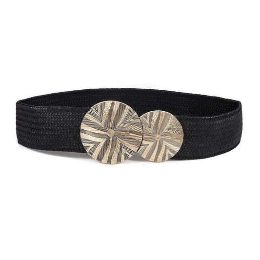 Trendigt stretchbälte - Lynn: Svart-guld - One size med flexibel passform