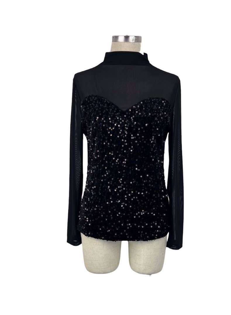Långärmad topp med paljetter