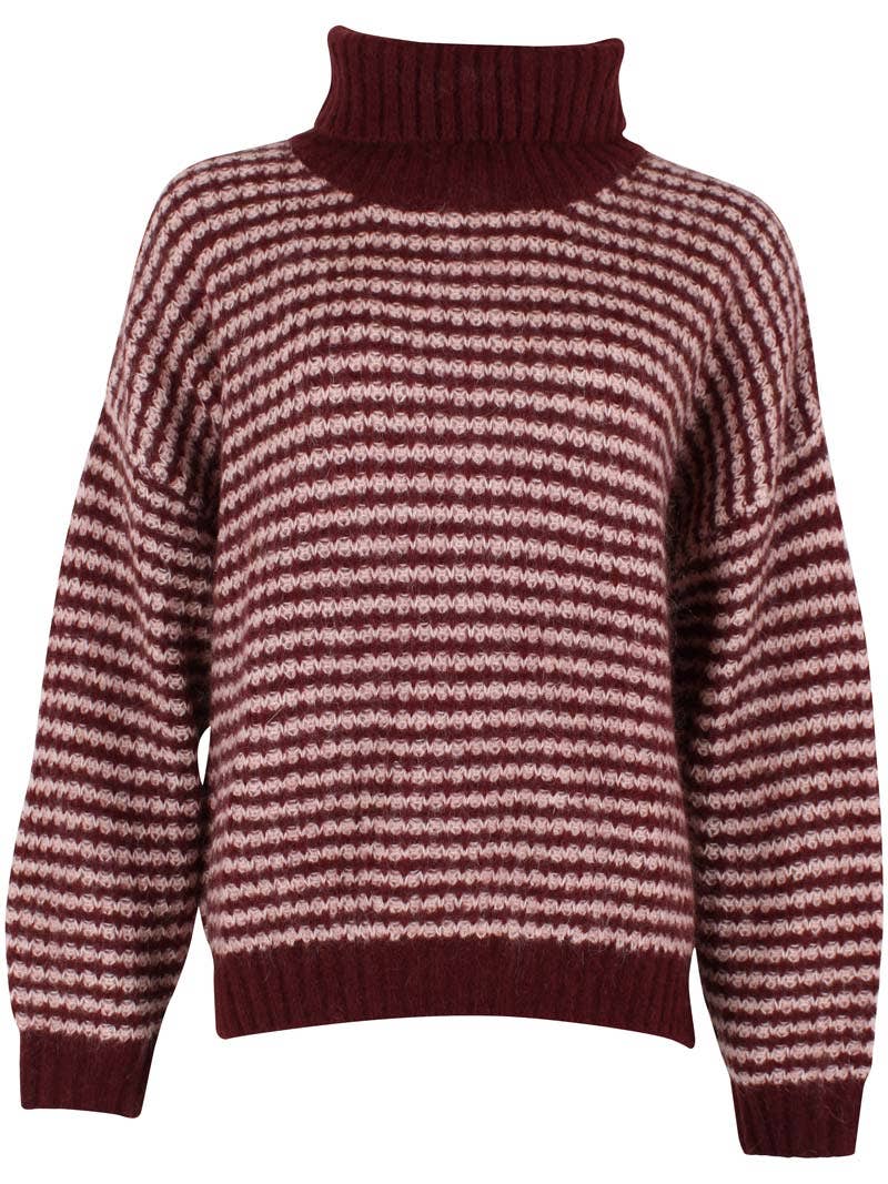 Danecaring Alpaca Rollneck Tröja Dk Merlot/Powder - OEKO-TEX