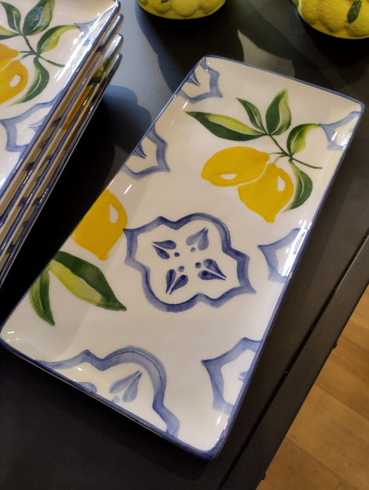 Serveringsfat i keramik - Citronmotiv - 29x15cm