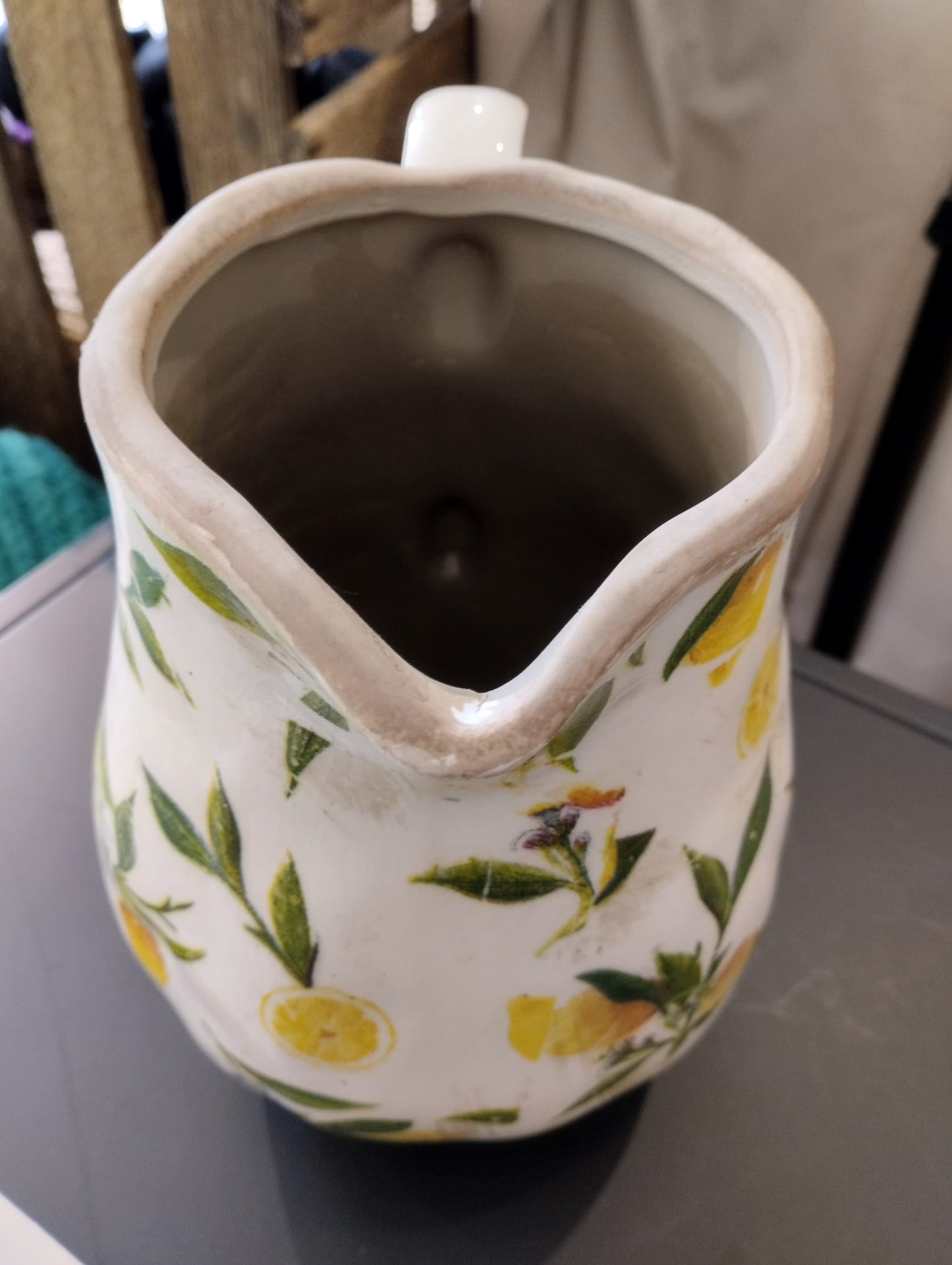Lemona Vattenkanna - H 20cm - Vit/grön