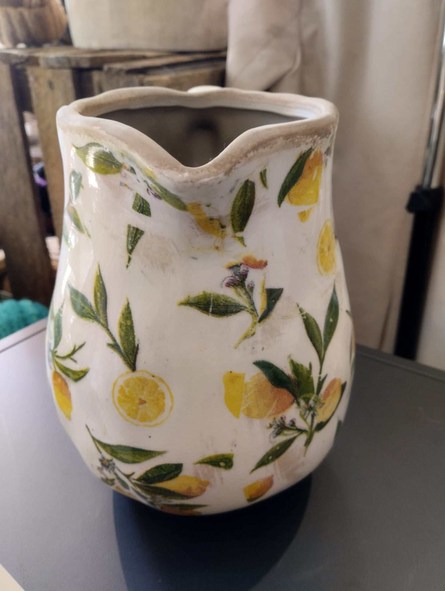 Lemona Vattenkanna - H 20cm - Vit/grön