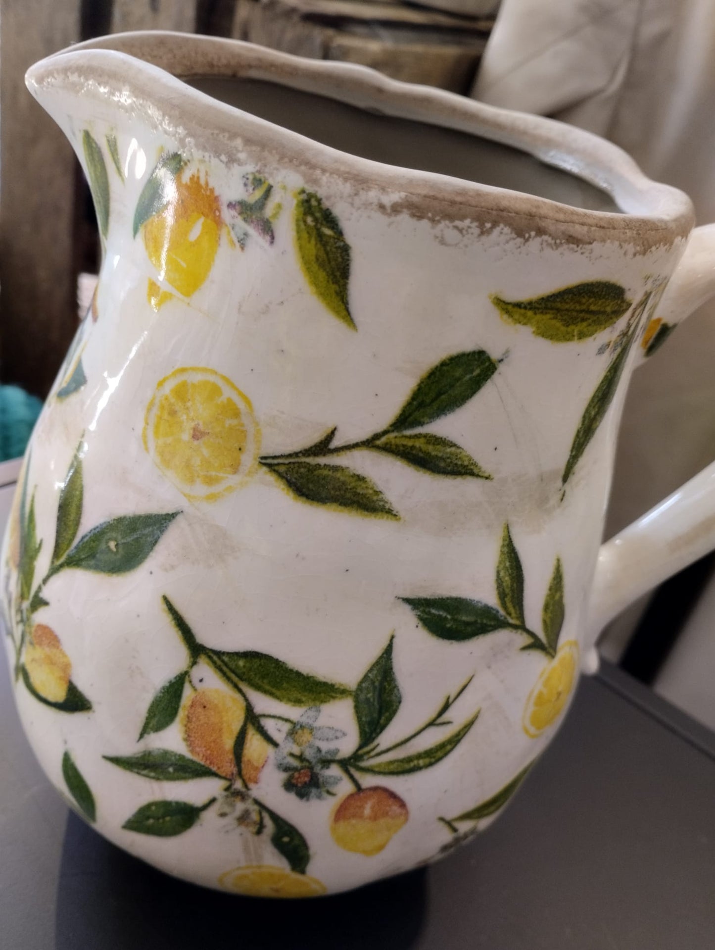 Lemona Vattenkanna - H 20cm - Vit/grön