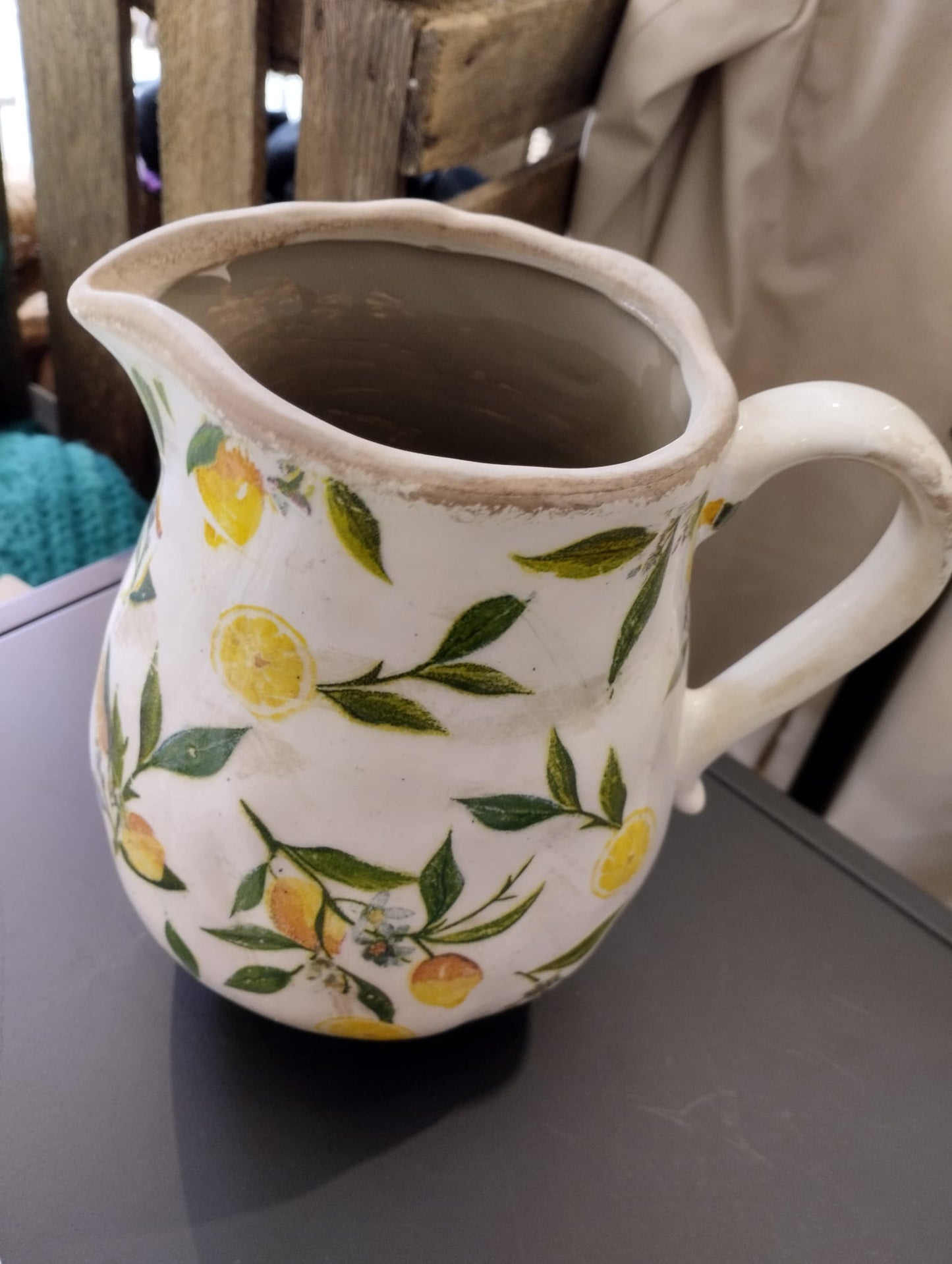 Lemona Vattenkanna - H 20cm - Vit/grön