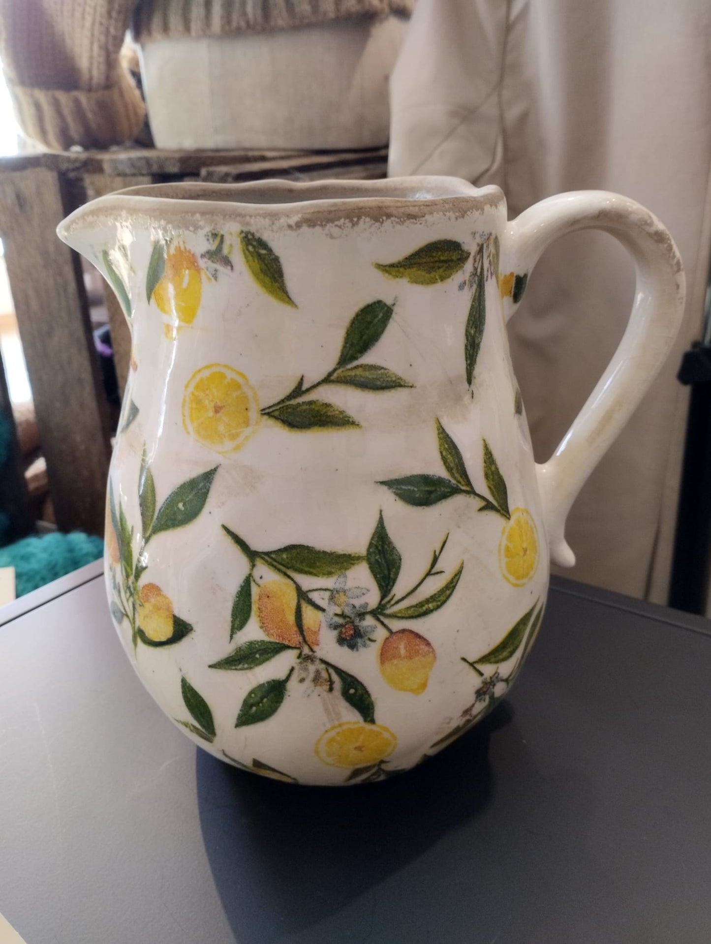 Lemona Vattenkanna - H 20cm - Vit/grön