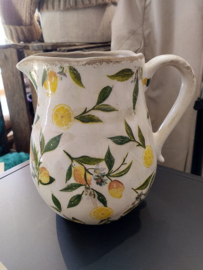 Lemona Vattenkanna - H 20cm - Vit/grön