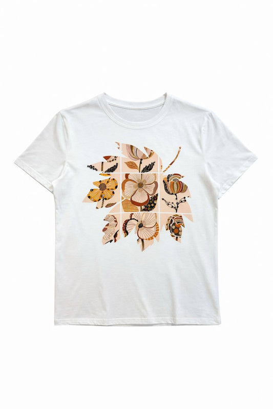 Bomulls-T-shirt med fjärilsmönster: Vit