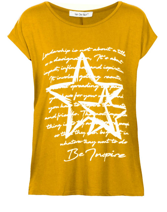 Tryckt T-shirt i gul färg