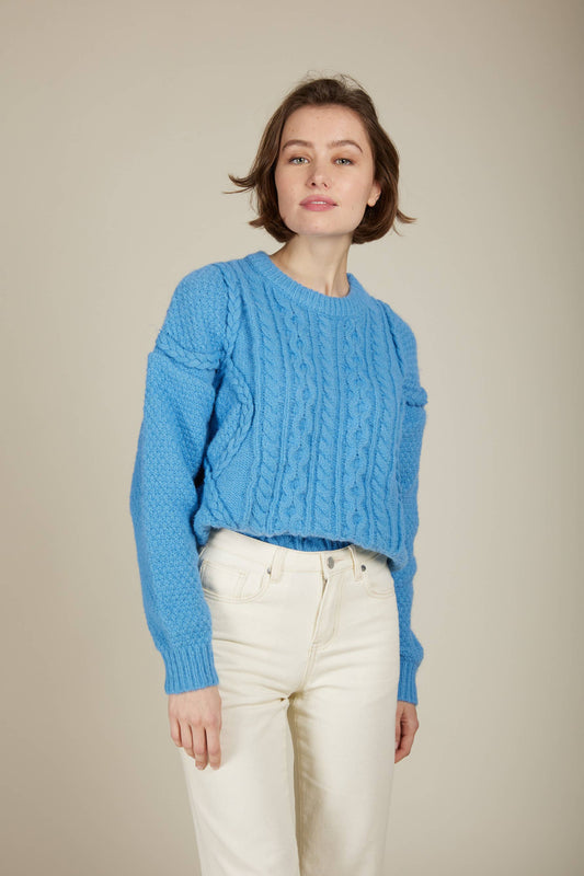 POMME - Mohair kabeltröja: BLÅ