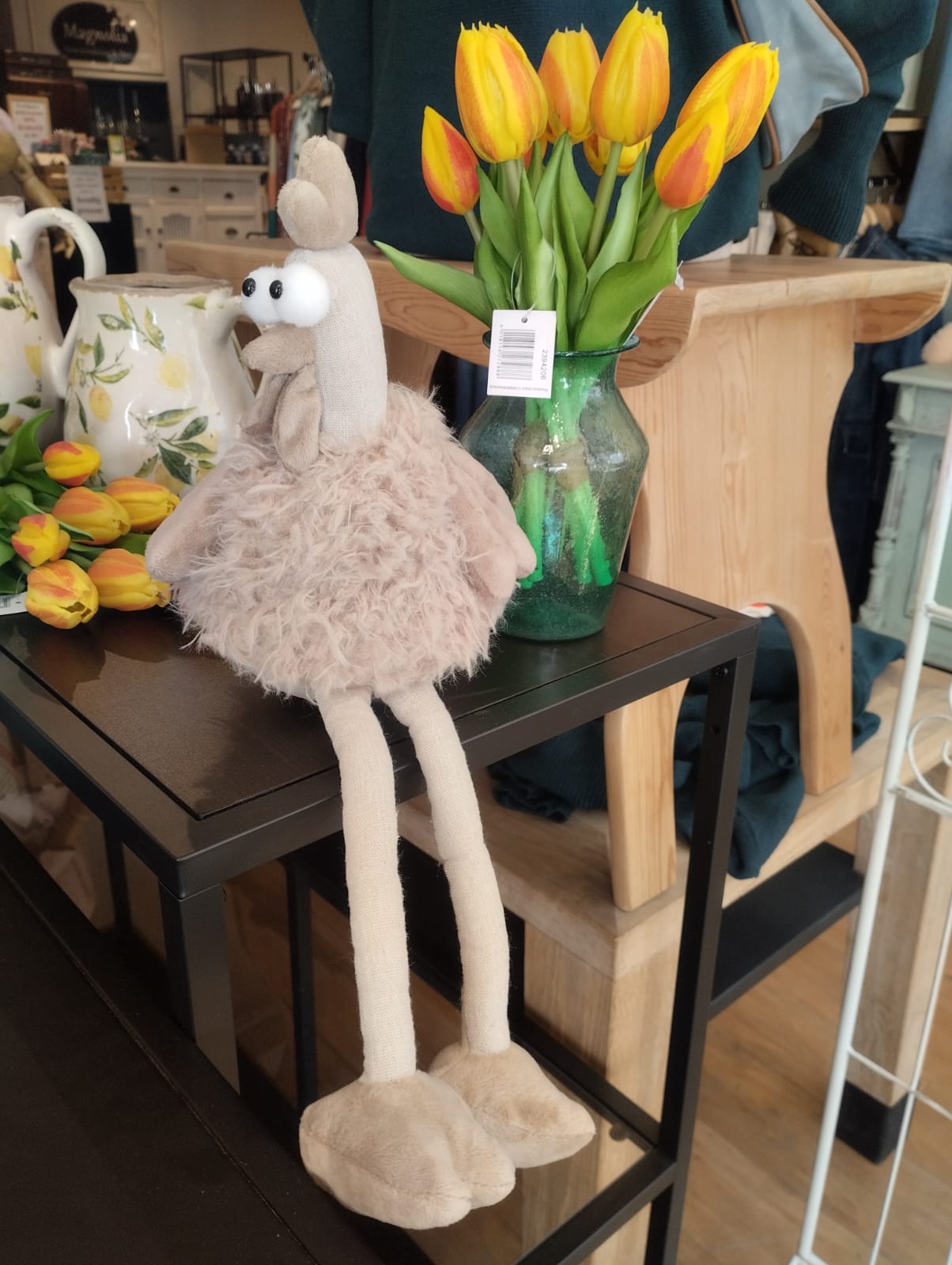 Kant­sittande höna i textil  40cm - Påskdekoration