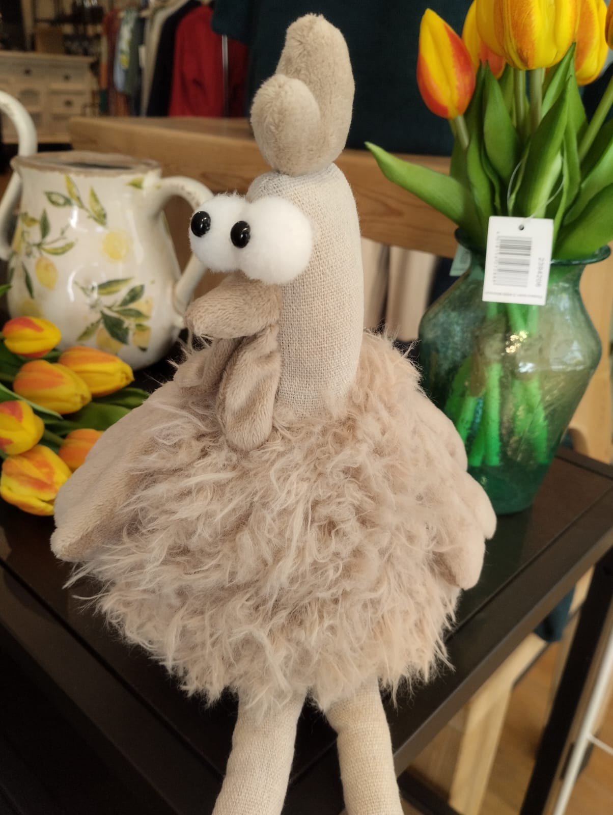 Kant­sittande höna i textil  40cm - Påskdekoration