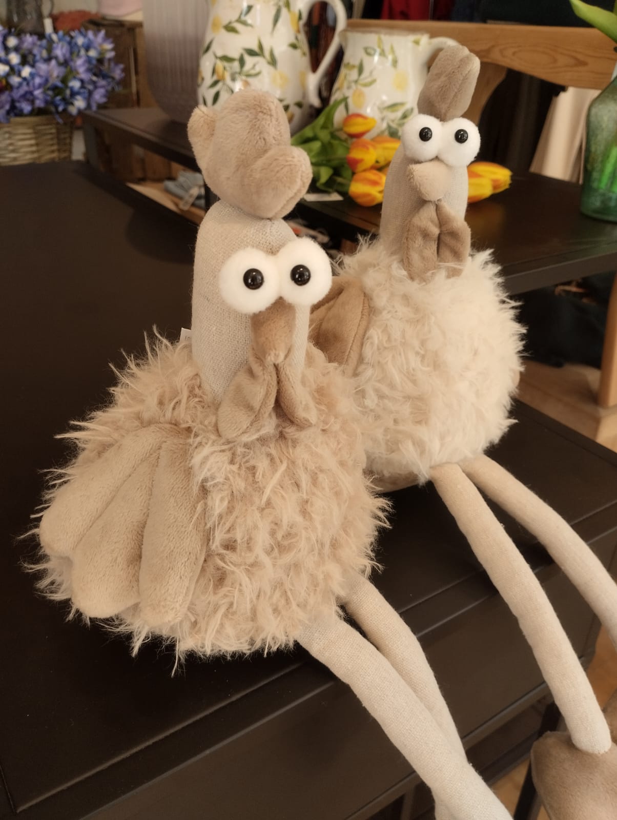 Kant­sittande höna i textil  40cm - Påskdekoration