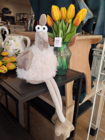 Kant­sittande höna i textil  40cm - Påskdekoration