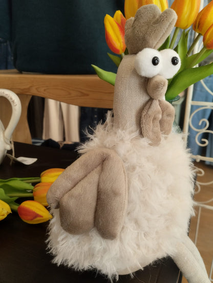 Kant­sittande höna i textil  40cm - Påskdekoration