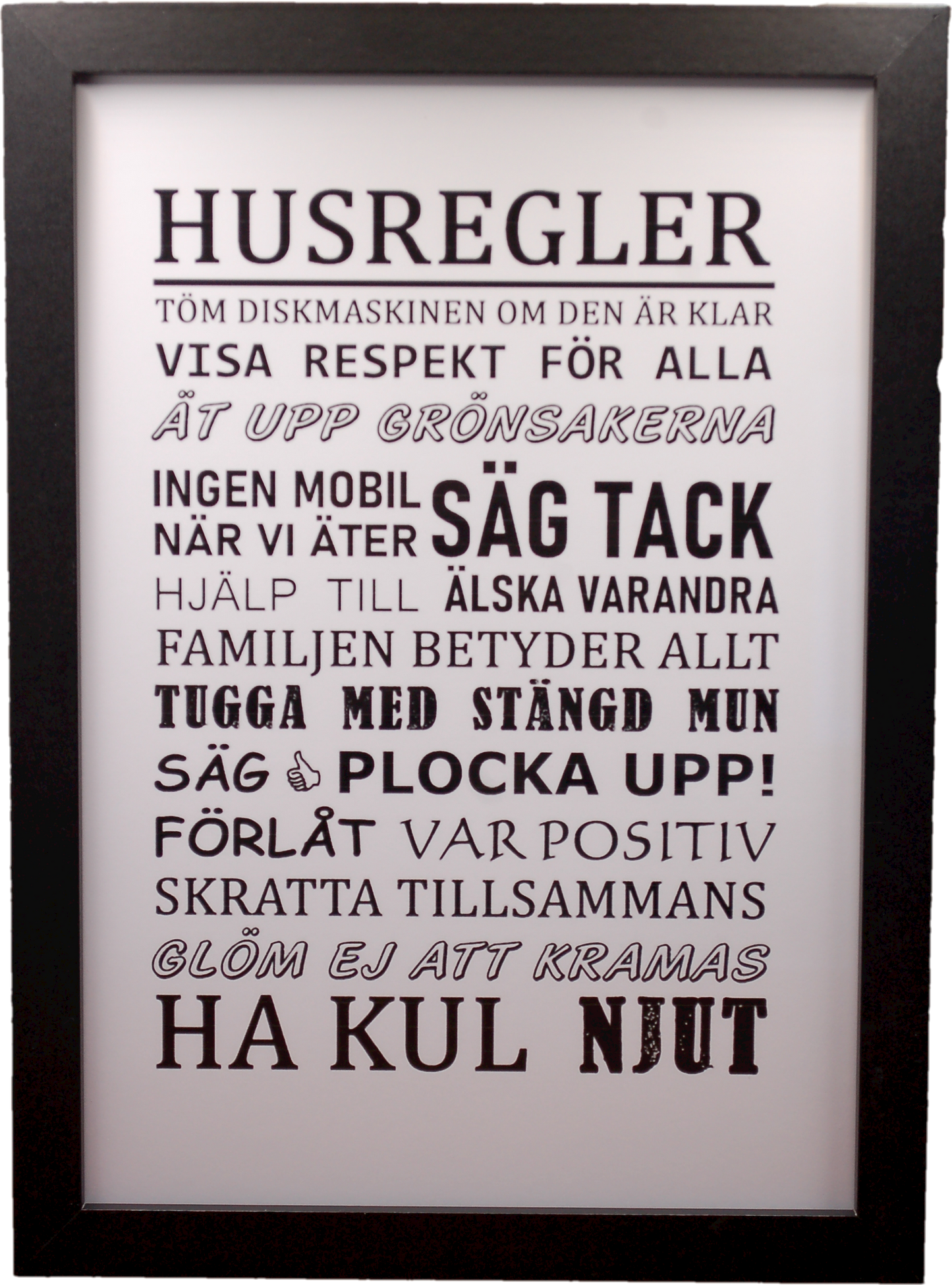 Poster - Husregler - inkl. Ram