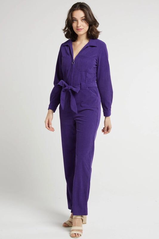 MADDY VIOLET - Långärmad jumpsuit med dragkedja och bälte