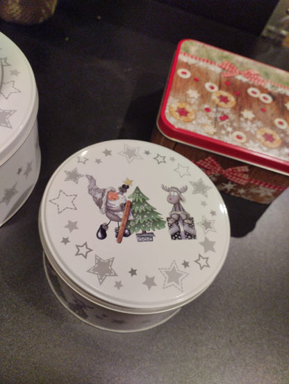 Småkagedåse - julemand og elge - lille