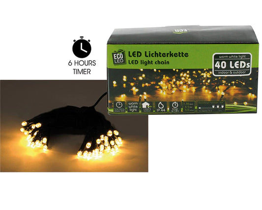 LED Ljusslinga med 40 LED-lampor i varmvit för utomhusbruk (IP44)