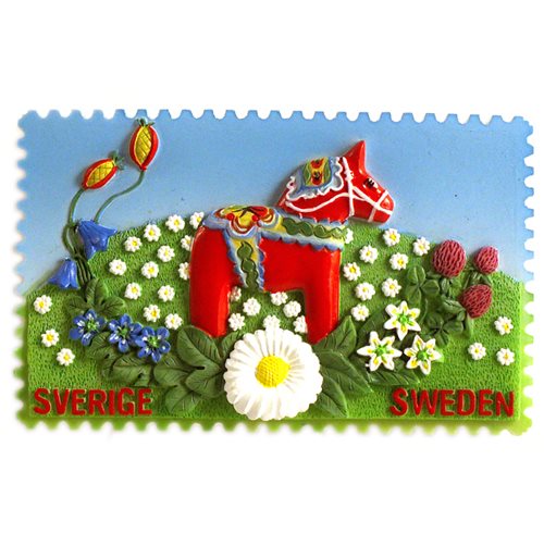 Magnet Dalahäst Frimärke - Souvenir