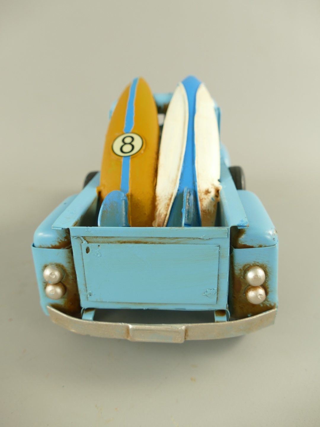 Blå Modellbil med surfbräda - Pick-Up - Plåt - 26cm