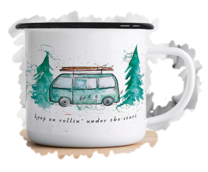 Emaljmugg - Design: LIGARTI - Motiv: Camping Buss