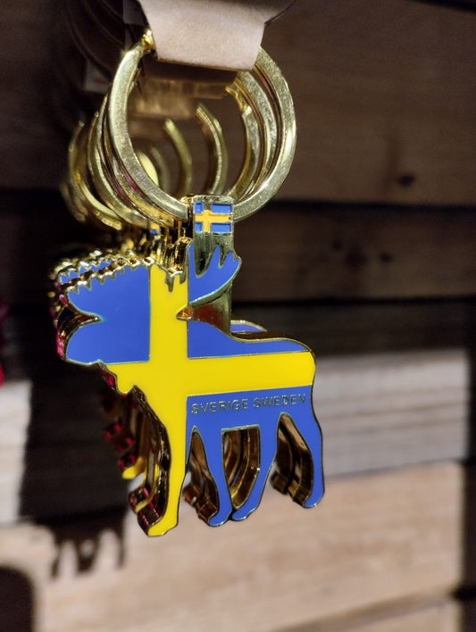 Nyckelring Älg med flagga