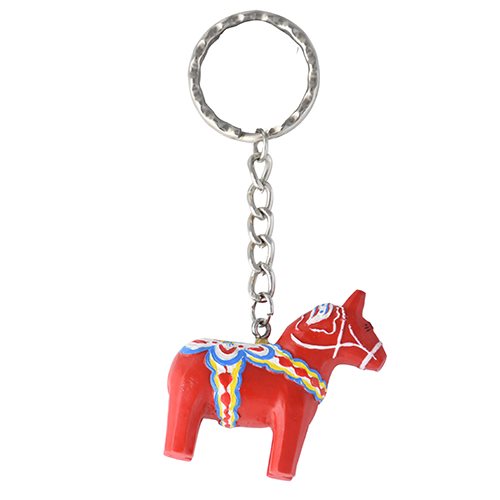 Nøglering Dala Horse - 4,5cm - Håndmalet