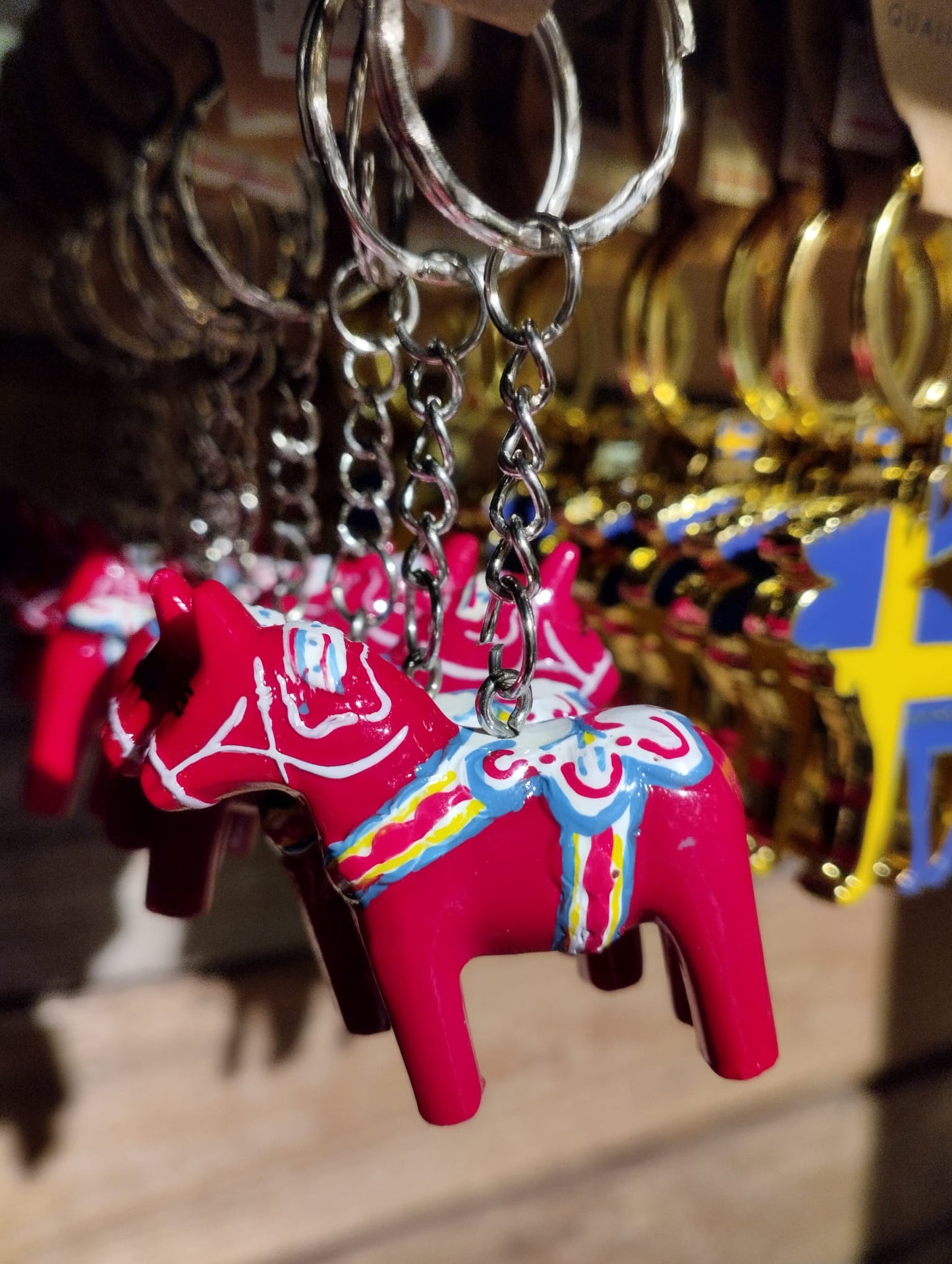 Nøglering Dala Horse - 4,5cm - Håndmalet