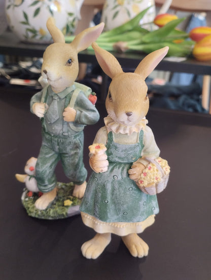 Påskhare med ryggsäck eller blomsterkorg - H15cm