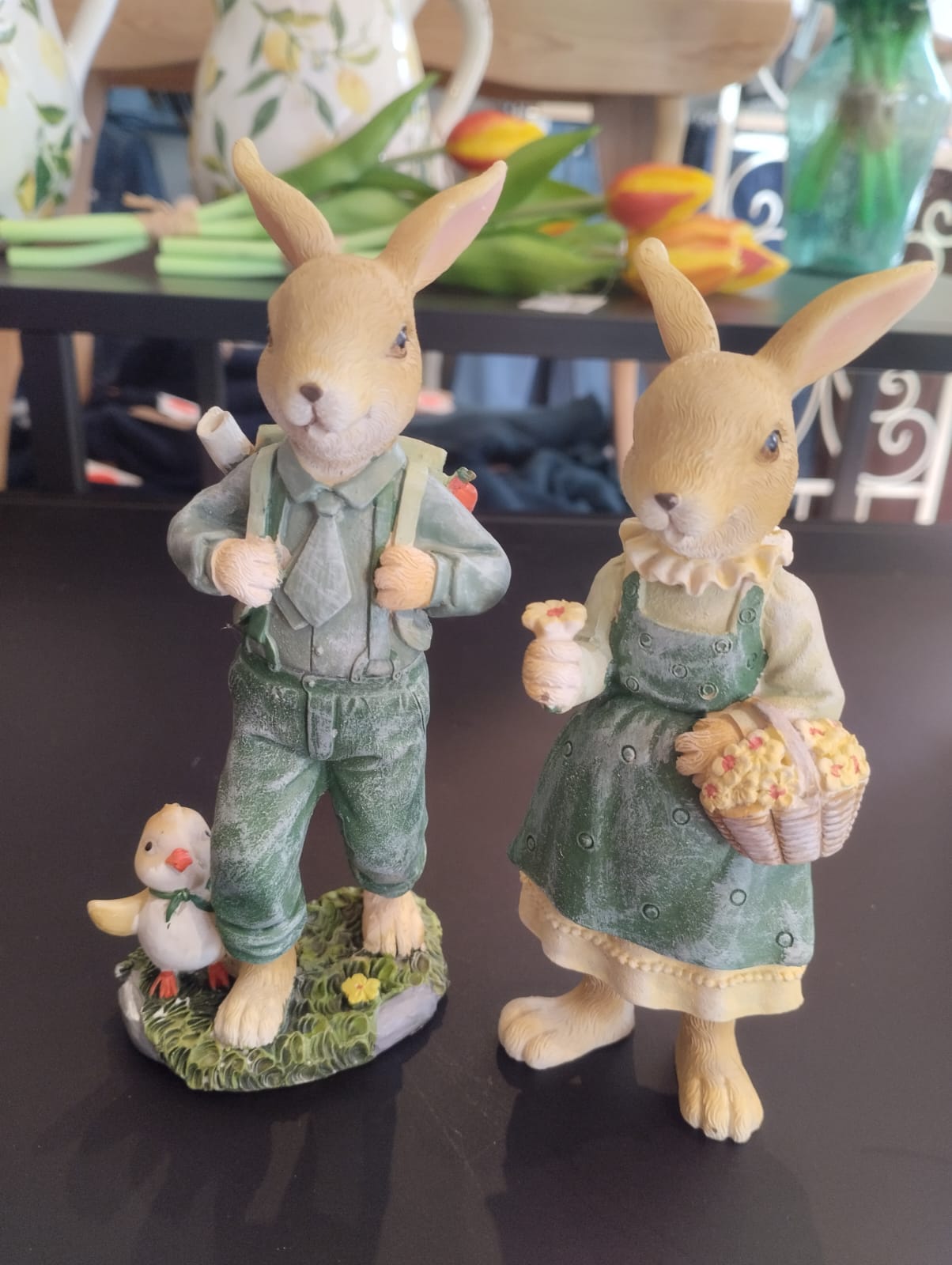 Påskhare med ryggsäck eller blomsterkorg - H15cm