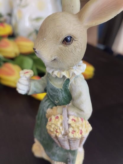 Påskhare med ryggsäck eller blomsterkorg - H15cm