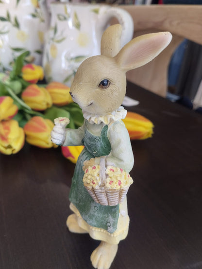 Påskhare med ryggsäck eller blomsterkorg - H15cm