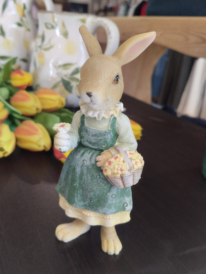 Påskhare med ryggsäck eller blomsterkorg - H15cm