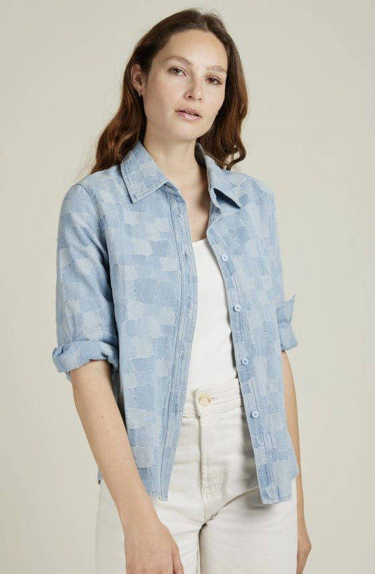 CASSIEN - Patchwork jeansskjorta - 100 % BOMULL