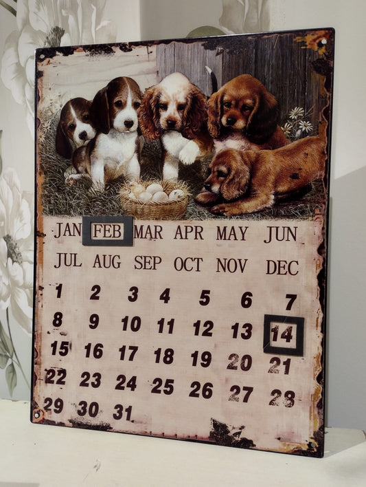 Plåtkalender - Motiv: Hundar - 33x25cm