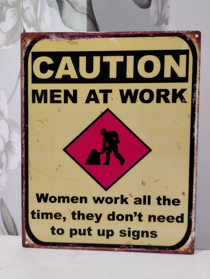 Plåtskylt "Caution Men At Work"