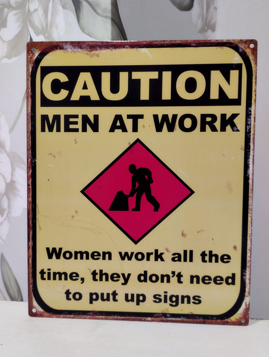Plåtskylt "Caution Men At Work"