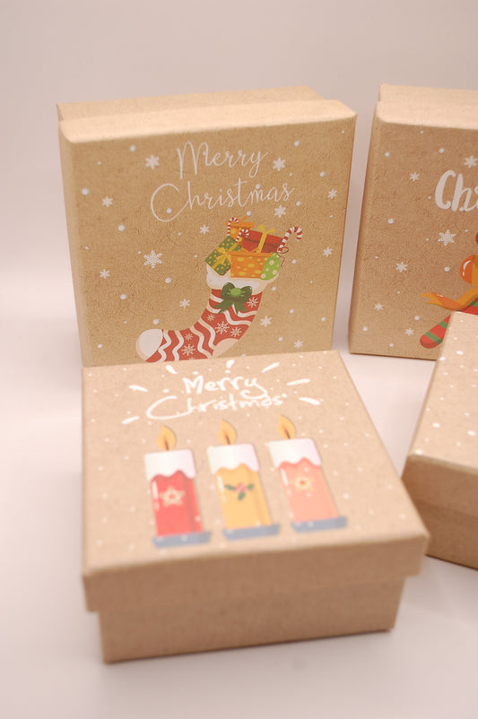 Presentbox - Merry Christmas -  i kraftpapper - olika storlekar