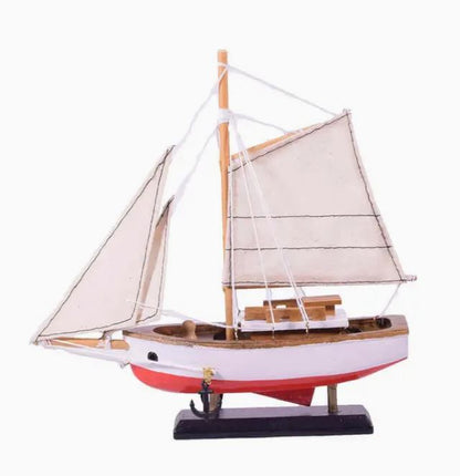 Segelbåt i trä - 20 cm - Röd