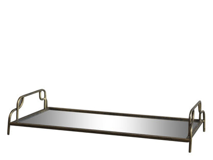 Spegelbricka med Handtag - Spegelfat - L 39,5cm - Antik Mässing