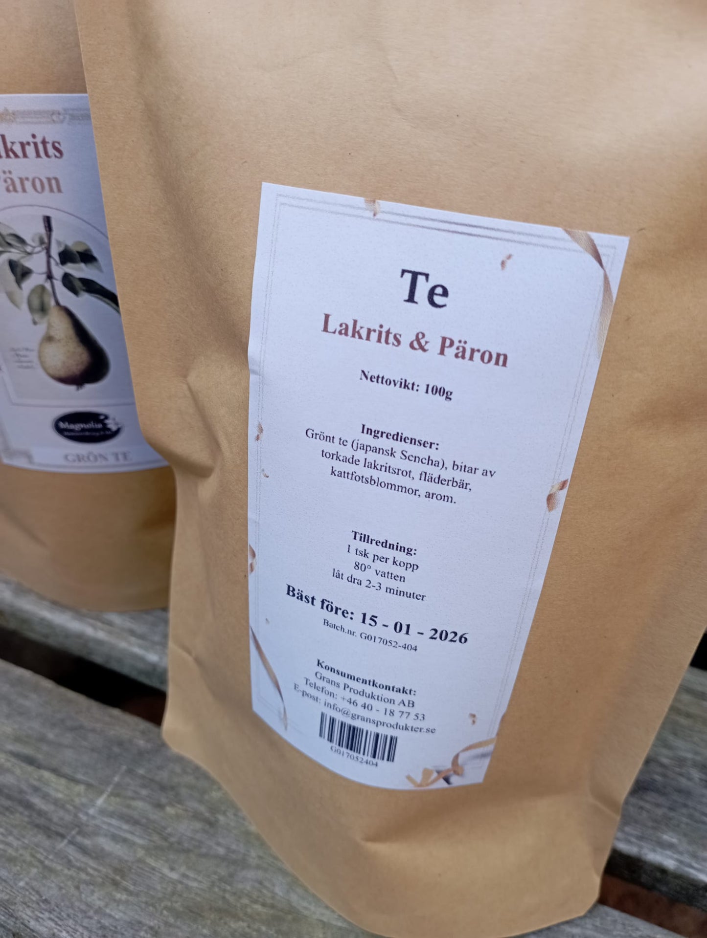 Tepåsar Lakrits Päron - smaksatt te - 100 g - Grön Te