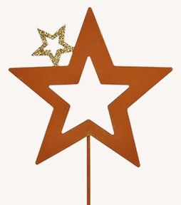 Dekorationspinne för trädgård - Stjärna - Rostig - 73 cm