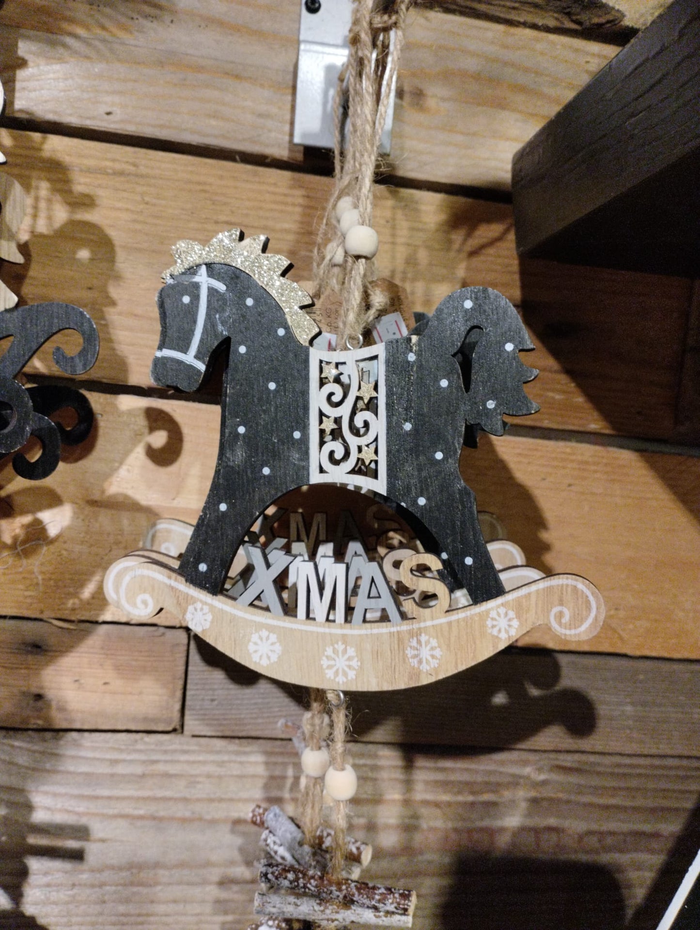 Hängare Gunghäst - Juldekoration - Trä