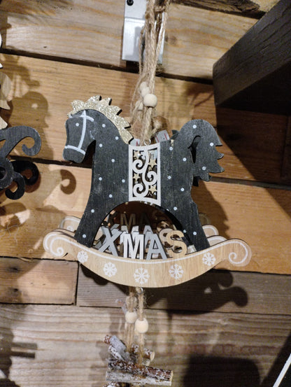 Hängare Gunghäst - Juldekoration - Trä