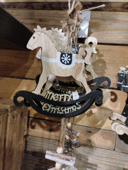 Hängare Gunghäst - Juldekoration - Trä