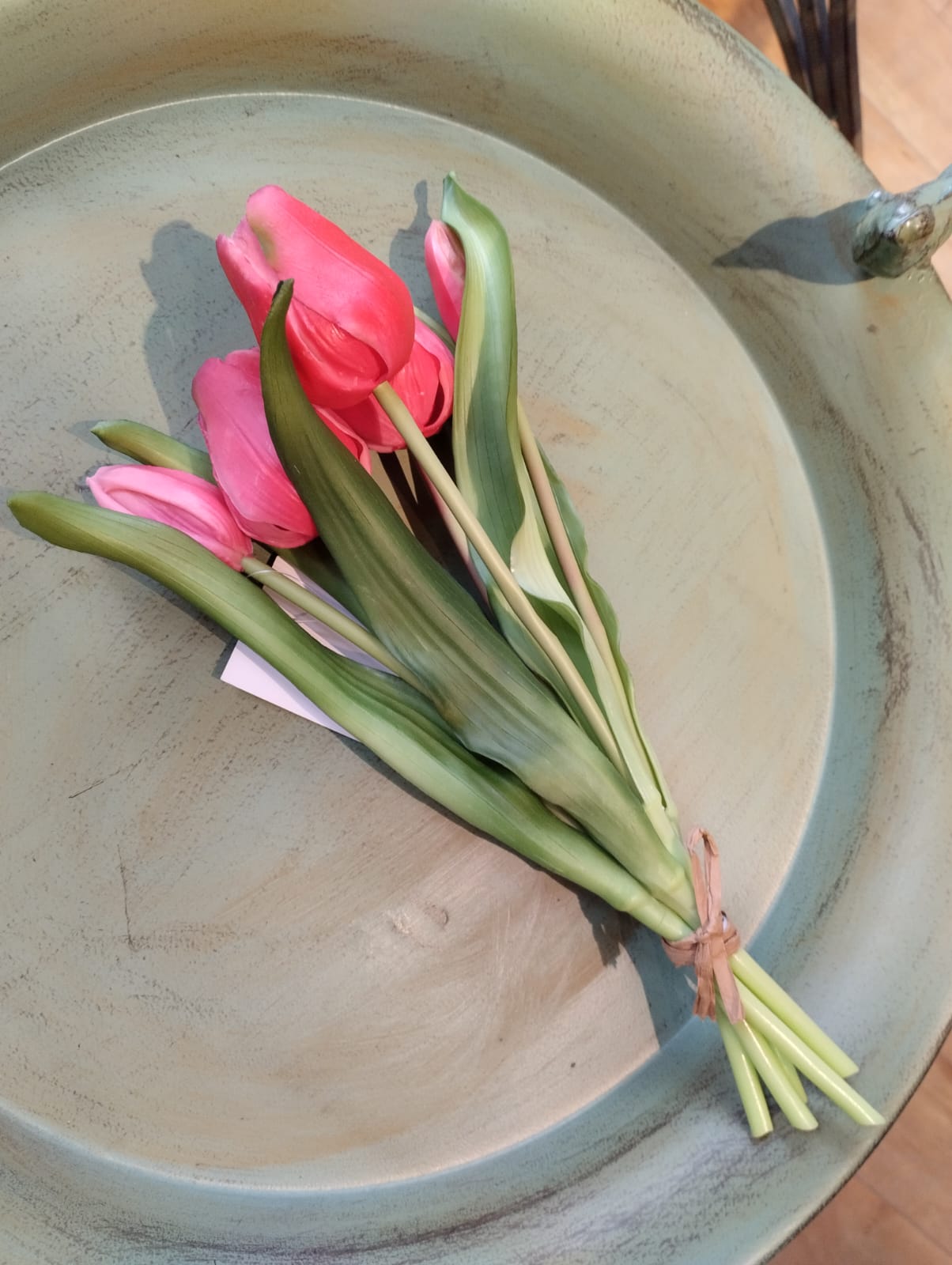 Konstgjorda Tulpaner - Bukett om 5 - 30 cm - Färg: rosa