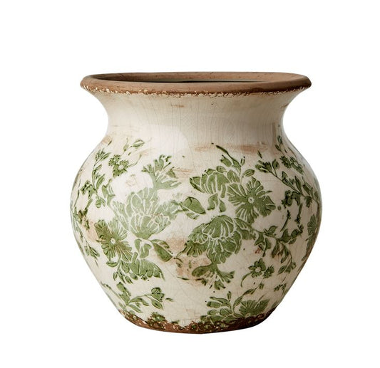 Stor Urna / Vas Sanremo , H 18cm , Vit/grön